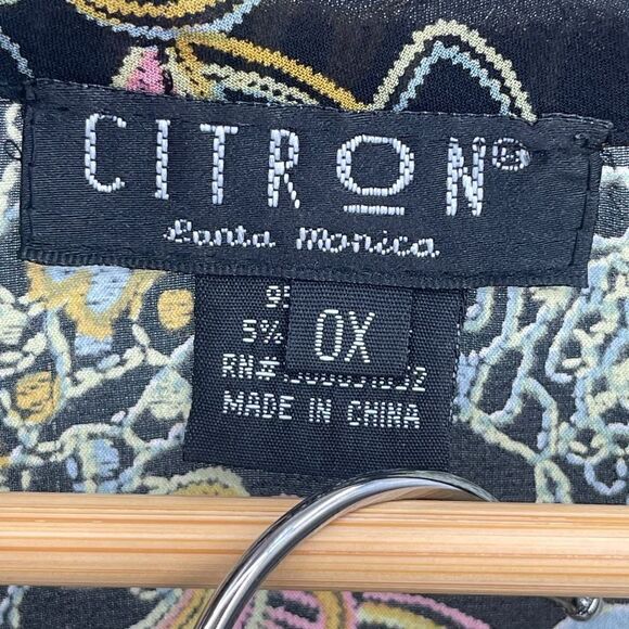 Citron Santa Monica Multicolor Floral Silk 2 Piece Top and Pants Set Size 0X - Picture 5 of 10